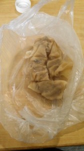 Fresh dumplings in a to go bag