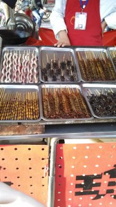 Look delicious, don't they? And yes, those are spiders, scorpions and centipedes, all on a stick.