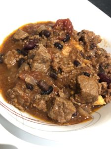 Chili and cornbread, ready to eat