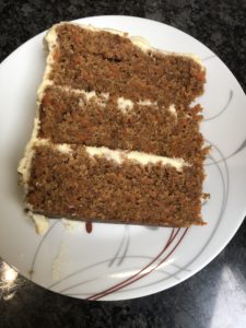 A slice of homemade carrot cake