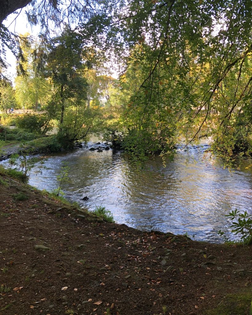 The River Ness lapping against the shore of the Ness Islands